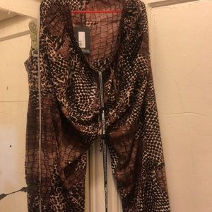 Plus size Brown Croc print casual trousers